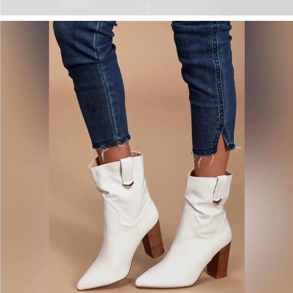 Lulu's White Ankle Boots